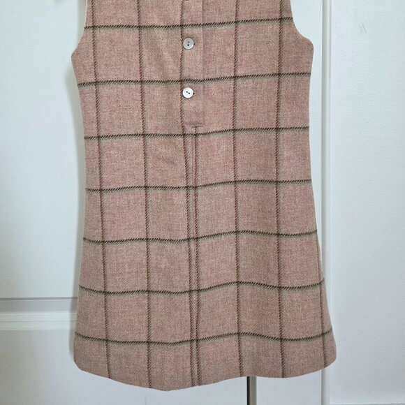 Papo d'anjo beige wool pinafore dress check plaid green size 4 - Picture 5 of 7